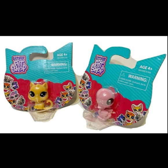 Littlest Pet Shop Lot of 2 Cat & Light Purple Duck LPS Mini-Scale Hasbro New NIP - Picture 1 of 10